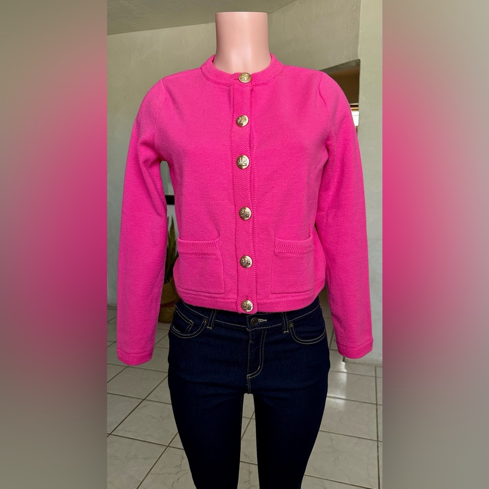 ON•34TH
Women's Milano Crewneck Cardigan Fuchsia Crew Neck jacket Sweater